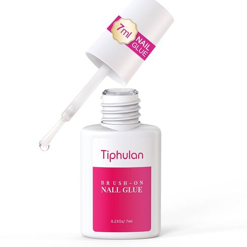 Super Strong Nail Glue for Press On Nails, Acrylic Nails, Nail Tips - TIPHULAN Professional Brush On Nail Glue Easy Application, Durable & Long-Lasting Fake Nail Glue, 0.23 oz for Each Glue(6PCS) in Kuwait