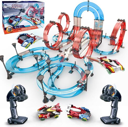 Slot Car Race Track Sets Dual-Player Electric Remote Control Car for Kids Electric Racing Game with Hand Controllers Circular Overpass Track Birthday Toys for Boys Kids 6 7 8-12 in Kuwait