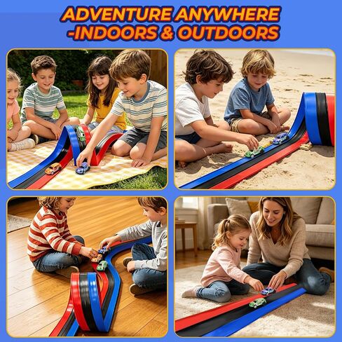 16.4ft Flexible 3-Lane Race Track Set, DIY Bendable Wall Ramp with 3 Cars in Saudi Arabia