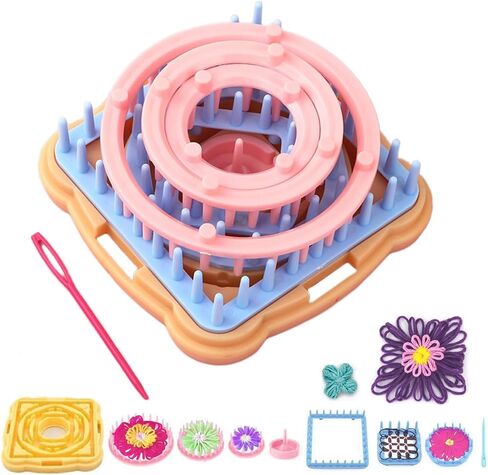 Ayasee Weaving Loom Kit, Flower Knitting Loom Kit, Frame Looms, Knitting Wool, Round/Square Knitting Looms Craft Kit Multi Color (Flower Maker) in Saudi Arabia
