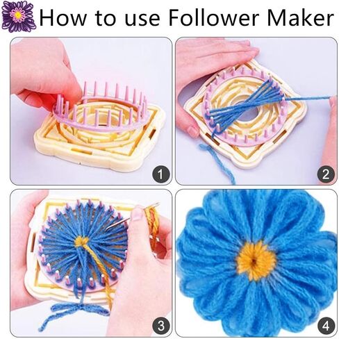 Ayasee Weaving Loom Kit, Flower Knitting Loom Kit, Frame Looms, Knitting Wool, Round/Square Knitting Looms Craft Kit Multi Color (Flower Maker) in Saudi Arabia