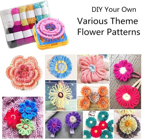 Ayasee Weaving Loom Kit, Flower Knitting Loom Kit, Frame Looms, Knitting Wool, Round/Square Knitting Looms Craft Kit Multi Color (Flower Maker) in Saudi Arabia