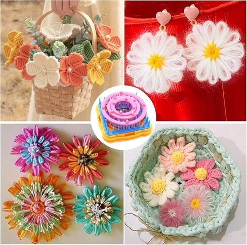 Ayasee Weaving Loom Kit, Flower Knitting Loom Kit, Frame Looms, Knitting Wool, Round/Square Knitting Looms Craft Kit Multi Color (Flower Maker) in Saudi Arabia
