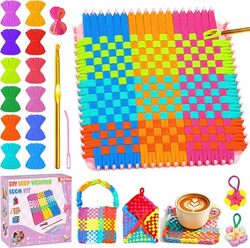 Gift4U Weaving Loom Kit for Kids, Beginner Craft Kit with 12 Color Loops in Kuwait