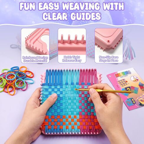 Gift4U Weaving Loom Kit for Kids, Beginner Craft Kit with 12 Color Loops in Kuwait