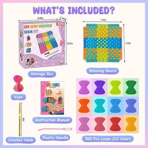 Gift4U Weaving Loom Kit for Kids, Beginner Craft Kit with 12 Color Loops in Kuwait