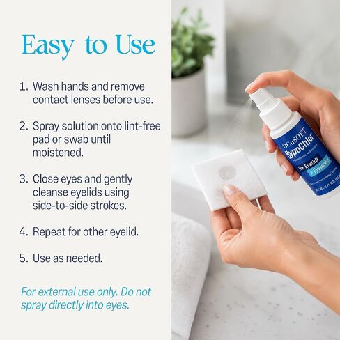 او كوسوفت بخاخ هيبوكلور - بخاخ حمض هيبوكلوروس غير مهيج ومحلول منظف للجفون لإزالة الزيوت والحطام - 2 اونصة سائلة in Kuwait