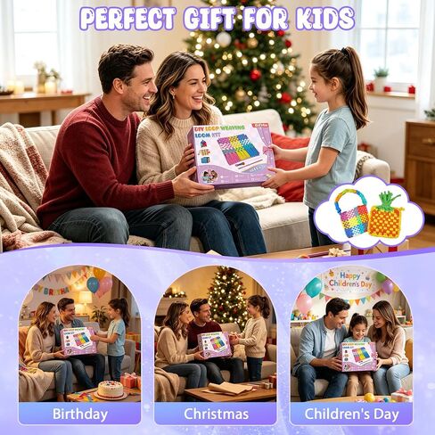 Gift4U Weaving Loom Kit for Kids, Beginner Craft Kit with 12 Color Loops in Kuwait