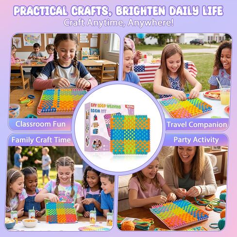 Gift4U Weaving Loom Kit for Kids, Beginner Craft Kit with 12 Color Loops in Kuwait