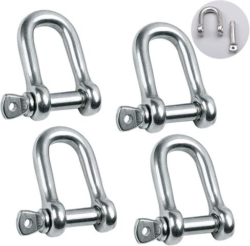 Stainless Steel 304 D Shape Shackle 5/32", 1/4", 5/16",3/8", 9/16", for Chains Wirerope Lifting Outdoor Camping Survival Rope Bracelets Or for Heavy Duty Construction in Kuwait