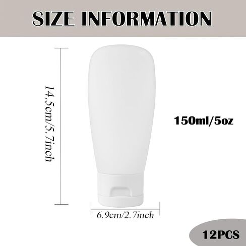 12Pcs 150ml/5oz Empty Refillable White Plastic Cosmetic Soft Tubes Containers Squeezed Facial Cleanser Bottle With Flip Cap for Body Bath Shower Gel Lotion Cream Shampoo in Kuwait