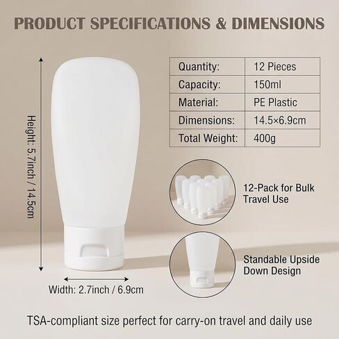 12Pcs 150ml/5oz Empty Refillable White Plastic Cosmetic Soft Tubes Containers Squeezed Facial Cleanser Bottle With Flip Cap for Body Bath Shower Gel Lotion Cream Shampoo in Kuwait