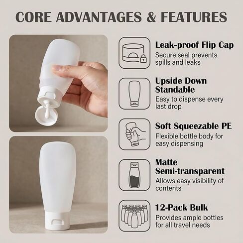 12Pcs 150ml/5oz Empty Refillable White Plastic Cosmetic Soft Tubes Containers Squeezed Facial Cleanser Bottle With Flip Cap for Body Bath Shower Gel Lotion Cream Shampoo in Kuwait