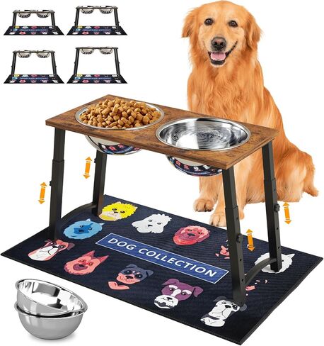 Elevated Dog Bowls for X-Large Dogs with Spill Proof Mat 2 X-Large 3000ML(13CUPS) Stainless Steel Dog Bowls, 16.5" Tall Raised Dog Bowl Stand,Dog Food & Water Bowls for Large, Extra Large Dogs in Saudi Arabia