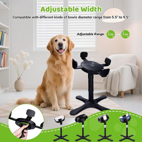 Dog Bowls Elevated Adjustable Stand, Raised Bowl with 3 Heights & Tilted Feeding Stand, Compatible with Various Bowls, for Medium & Large Breeds (1 Pack) Black in Saudi Arabia