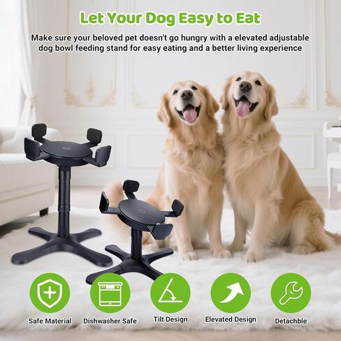 Dog Bowls Elevated Adjustable Stand, Raised Bowl with 3 Heights & Tilted Feeding Stand, Compatible with Various Bowls, for Medium & Large Breeds (1 Pack) Black in Saudi Arabia