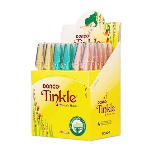 Dorco Tinkle Eyebrow Razors for Women, Pack of 36 , Eyebrow Trimmer Dermaplaning Tool for Safe and Easy Facial Hair Removal for Women, Exfoliating Face With Stainless Steel Safety Cover for Sensitive Skin in Kuwait