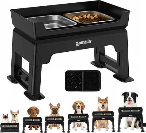ZOMISIA Elevated Dog Bowls, 6 Height Adjustable Raised Dog Bowl Mess Proof in Saudi Arabia