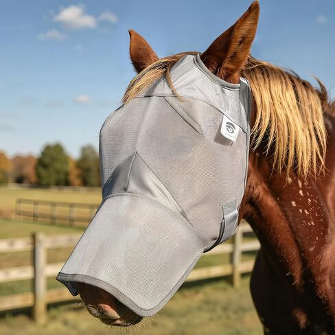 Raelitego Horse Fly Mask with Ears no Nose, Breathable Mesh UV Protect (L) in Kuwait