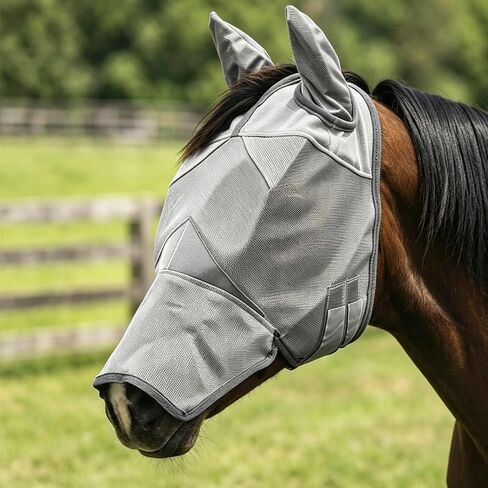 Fly Mask with Ears for Horses Soft Stretchy Mesh Horse Face Cover in Saudi Arabia