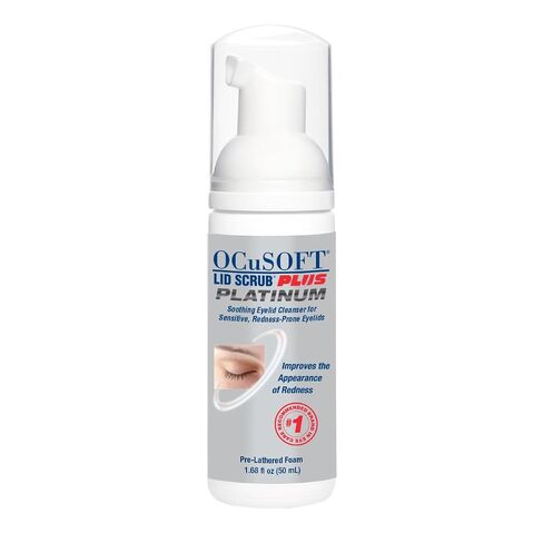 OCuSOFT Lid Scrub Plus Platinum Foaming Eyelid Cleanser 50 Milliters, Extra Strength Cleanser for Irritated Eyelids Associated with Blepharitis, Dry Eye, Meibomian Gland Dysfunction, MGD in Kuwait