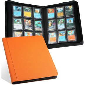 Toploader Storage Binder 9 Pocket Ringless Side Loading, Fits 288 Standard 3"×4" Hard Top Loaders, PU Fixed Page Zipper Card Album for TCG Sports Cards - Carton Black in Kuwait