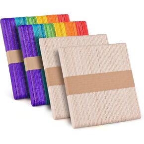 100 Piece Multicolor Jumbo Wooden Craft Sticks (6" x 3/4"), Large Popsicle Sticks for Waxing, Craft Project,Tongue Depressor,DIY Classroom Crafts,Woodcraft (Wood, Rainbow) in Saudi Arabia