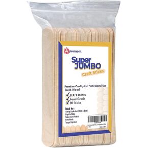 Apremont 8 Inch Jumbo Craft Sticks, 50 Pieces Wooden Popsicle Sticks for Crafts, DIY Art Projects, Classroom Supplies, School Project, Tongue Depressor, Birch Wood, Natural Unfinished Wood in Kuwait