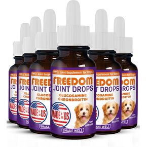 Freedom Joint Drops for Dogs with Hyaluronic Acid, MSM, Glucosamine, & Chondroitin, All Natural Liquid Joint Supplement for Dogs for Pain Relief, Mobility and Hip Support, 30 ml Dropper in Saudi Arabia