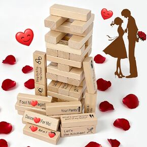 48 Blocks Adult Naughty Games, Tumble Tower Couples Game for Adults Super Naughty Block Tower Tumbling Wooden Tower Stacking Block for Couples Date Night Ideas for Valentines Day Lover Date Games in Saudi Arabia