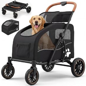 Dog Stroller for Large Dogs(up to 110lbs), Foldable Pet Stroller with Detachable & Collapsible Cabin, Dog Stroller for 2 Dogs or Multiple Cats, Spacious Dog Wagon for Large Dog & Medium Dog 20+ lbs in Kuwait