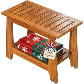 30" Teak Shower Bench with Shelf/Shower Benches for Inside Shower/Teak Bench/Bathroom Bench/Teak Shower seat/for spa, Showers, Pools and Other Wet environments,Patented Designs. in Saudi Arabia