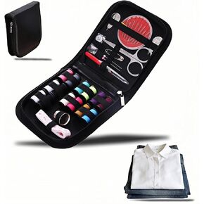 Portable Sewing Kit with 14 Threads & Scissors, Mini Travel Sewing Kit for Beginners & Adults, Emergency Sewing Set for Travelers, Gifts for Grandma Mom Friends, Compact Sewing Accessories (Black) in Kuwait