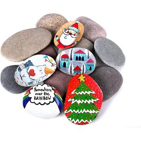 River Rocks for Painting 25 Pcs Large 2-3 Inch Flat Smooth Painting Stones Craft Rock to Paint for Kids Crafts Painting Bulk in Kuwait
