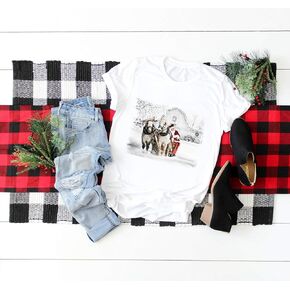 Christmas Ranch Scene Sublimation Transfer, Horses, Santa, Sleigh, Barn, Printed Sub, Sublimation Design Transfer, Ready to Use, Adult/Child Shirt in Saudi Arabia
