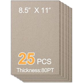 Chipboard 8.5 x 11 Inch 80pt (25 Sheets) Book Board for Book Binding, Cardboard Backing Binder Board for Crafts, Gray in Kuwait