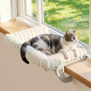 Zakkart Mellow 3-Sided Cat Perch for Windowsill, Dual-Mount (Beige, L) in Saudi Arabia