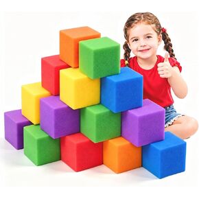 12 Pack colorful 5 x 5 x 5 Inch Foam Pit Blocks，Soft Foam Cubes Block Set in Kuwait