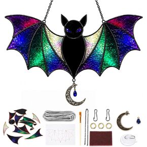 Pre-Foiled Pre-Cut Stained Glass Kit DIY Bat Ornament Stained Glass Suncatcher Unfinished Bat Window Hanging Decor with Detailed Instructions Ideal for Adult Beginners (Bat) in Saudi Arabia