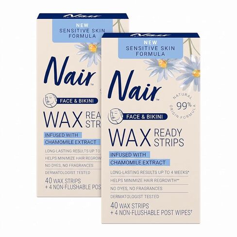 Nair Sensitive Ready Wax Strips, Face & Bikini, 40 ct in Kuwait
