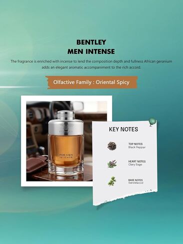 INTENSE Eau De Parfum Natural Spray 3.4oz / 100ml For Men by Bentley Fragrances [Beauty] in Kuwait