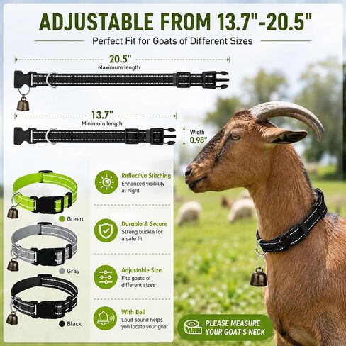 3 Pack Reflective Goat Collars with Bells,Anti-Lost Pet Collar in Kuwait