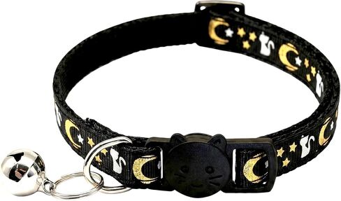 6 PCS Breakaway Cat Collars with Bell, Adjustable Kitten Collar for Girl Boy Cats, Soft Nylon Moon Star Kitty Collars, Lightweight, Pet Gifts(7.5"-12.5") (Multi-Colored) in Saudi Arabia
