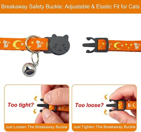 6 PCS Breakaway Cat Collars with Bell, Adjustable Kitten Collar for Girl Boy Cats, Soft Nylon Moon Star Kitty Collars, Lightweight, Pet Gifts(7.5"-12.5") (Multi-Colored) in Saudi Arabia
