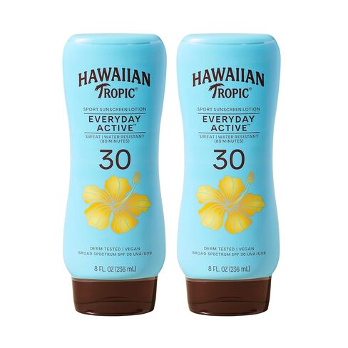 Hawaiian Tropic Everyday Active Lotion Sunscreen SPF 30, 8oz | Hawaiian Tropic Sunscreen SPF 30, Sunblock, Oxybenzone Free Sunscreen, Broad Spectrum Sunscreen Pack SPF 30, 8oz each Twin Pack in Kuwait