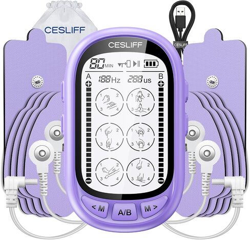 CESLIFF Dual Channel TENS EMS Unit Large Screen 24 Modes 36 Levels Intensity Muscle Stimulator, Rechargeable Electric Pulse Massager TENS Machine for Lower Back Neck Shoulder Pain Relief with 10 Pads in Kuwait