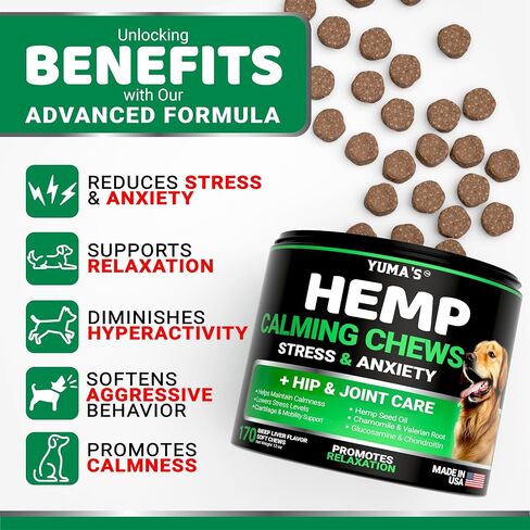 Hemp Calming Chews for Dogs - 170 Treats - Advanced Dog Calming Chews in Kuwait