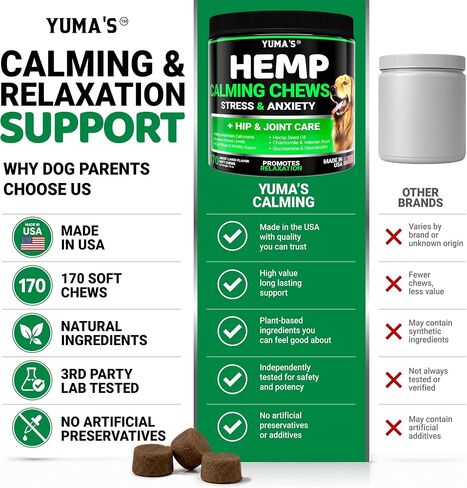 Hemp Calming Chews for Dogs - 170 Treats - Advanced Dog Calming Chews in Kuwait