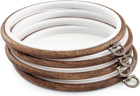 joybest 4 Pieces 6 Inch Round Embroidery Hoops Display Frame Circle, Cross Stitch Hoop Ring Imitated Wood Embroidery Kits for Art Craft Sewing and Christmas Ornaments in Kuwait