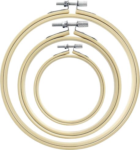 SELMAIDY 2 PCS Embroidery Hoops, 4" and 6" Bamboo Cross Stitch Hoops Set Adjustable Frame Hoop for Embroidery, Cross Stitch, Art Craft Sewing, and DIY Decoration in Saudi Arabia
